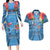 Fiji Day Couples Matching Long Sleeve Bodycon Dress and Hawaiian Shirt Happy 54 Years Of Independence Tapa Pattern Blue