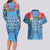 Fiji Day Couples Matching Long Sleeve Bodycon Dress and Hawaiian Shirt Happy 54 Years Of Independence Tapa Pattern Blue