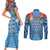 Fiji Day Couples Matching Short Sleeve Bodycon Dress and Long Sleeve Button Shirt Happy 54 Years Of Independence Tapa Pattern Blue