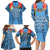 Fiji Day Family Matching Long Sleeve Bodycon Dress and Hawaiian Shirt Happy 54 Years Of Independence Tapa Pattern Blue