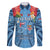 Fiji Day Family Matching Long Sleeve Bodycon Dress and Hawaiian Shirt Happy 54 Years Of Independence Tapa Pattern Blue