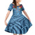 Fiji Day Family Matching Mermaid Dress and Hawaiian Shirt Happy 54 Years Of Independence Tapa Pattern Blue
