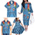 Fiji Day Family Matching Off The Shoulder Long Sleeve Dress and Hawaiian Shirt Happy 54 Years Of Independence Tapa Pattern Blue