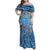 Fiji Day Family Matching Off Shoulder Maxi Dress and Hawaiian Shirt Happy 54 Years Of Independence Tapa Pattern Blue