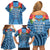 Fiji Day Family Matching Off Shoulder Short Dress and Hawaiian Shirt Happy 54 Years Of Independence Tapa Pattern Blue