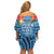 Fiji Day Family Matching Off Shoulder Short Dress and Hawaiian Shirt Happy 54 Years Of Independence Tapa Pattern Blue