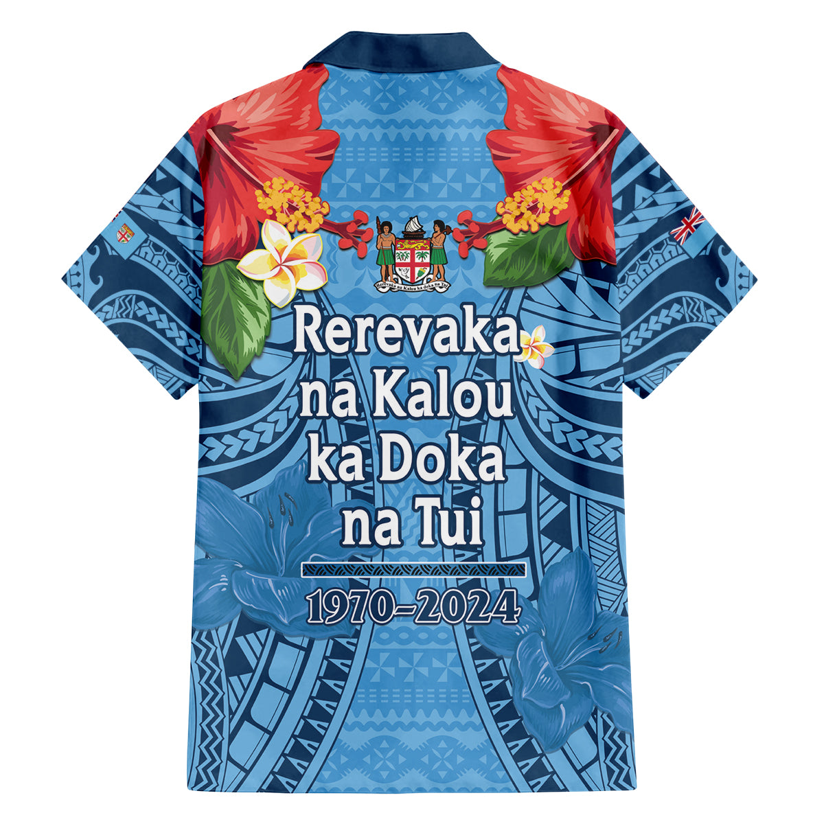 Fiji Day Family Matching Puletasi and Hawaiian Shirt Happy 54 Years Of Independence Tapa Pattern Blue
