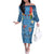 Fiji Day Off The Shoulder Long Sleeve Dress Happy 54 Years Of Independence Tapa Pattern Blue