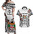 Fiji Day Couples Matching Off Shoulder Maxi Dress and Hawaiian Shirt Happy 54 Years Of Independence Tapa Pattern White