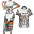 Fiji Day Couples Matching Short Sleeve Bodycon Dress and Hawaiian Shirt Happy 54 Years Of Independence Tapa Pattern White