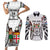 Fiji Day Couples Matching Short Sleeve Bodycon Dress and Long Sleeve Button Shirt Happy 54 Years Of Independence Tapa Pattern White