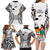 Fiji Day Family Matching Long Sleeve Bodycon Dress and Hawaiian Shirt Happy 54 Years Of Independence Tapa Pattern White