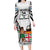 Fiji Day Family Matching Long Sleeve Bodycon Dress and Hawaiian Shirt Happy 54 Years Of Independence Tapa Pattern White