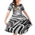 Fiji Day Family Matching Off Shoulder Short Dress and Hawaiian Shirt Happy 54 Years Of Independence Tapa Pattern White