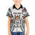 Fiji Day Family Matching Off Shoulder Short Dress and Hawaiian Shirt Happy 54 Years Of Independence Tapa Pattern White