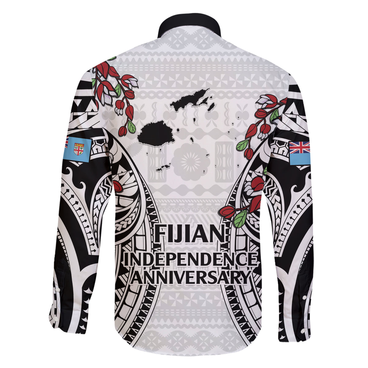 Fiji Day Family Matching Short Sleeve Bodycon Dress and Hawaiian Shirt Happy 54 Years Of Independence Tapa Pattern White