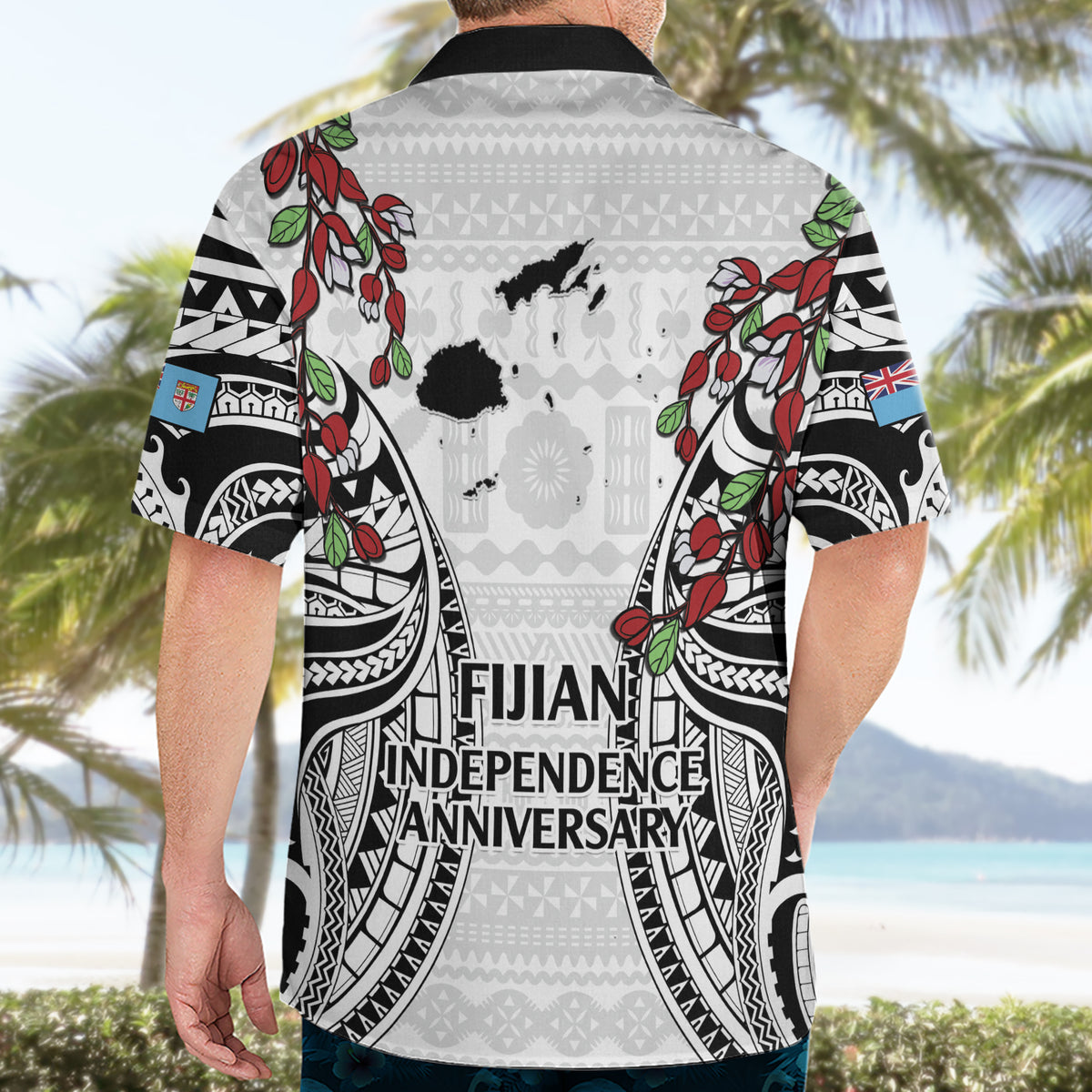 Fiji Day Hawaiian Shirt Happy 54 Years Of Independence Tapa Pattern White