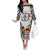 Fiji Day Off The Shoulder Long Sleeve Dress Happy 54 Years Of Independence Tapa Pattern White