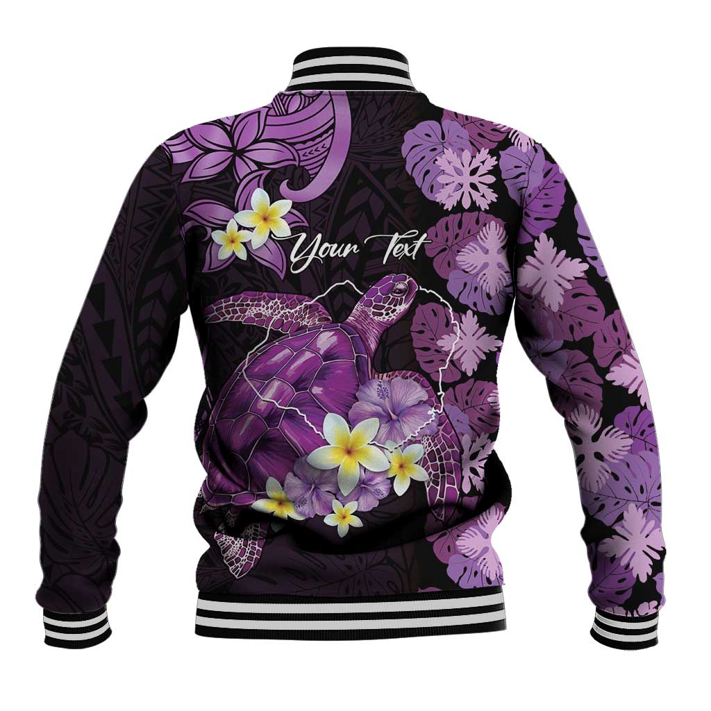 Personalised Aloha Hawaii Kauai Island Baseball Jacket Garden Isle Map Sea Turtle Plumeria LT14 - Polynesian Pride