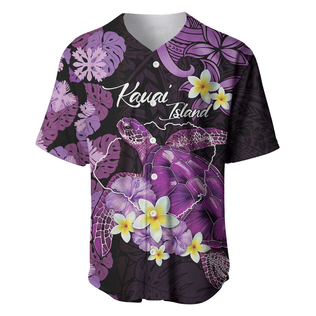 Personalised Aloha Hawaii Kauai Island Baseball Jersey Garden Isle Map Sea Turtle Plumeria