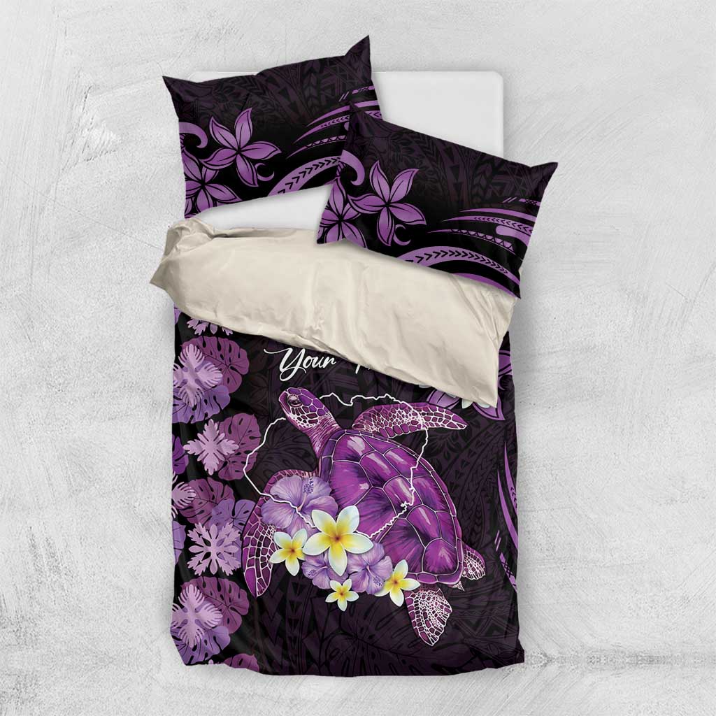 Personalised Aloha Hawaii Kauai Island Bedding Set Garden Isle Map Sea Turtle Plumeria