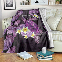 Personalised Aloha Hawaii Kauai Island Blanket Garden Isle Map Sea Turtle Plumeria LT14 Purple - Polynesian Pride