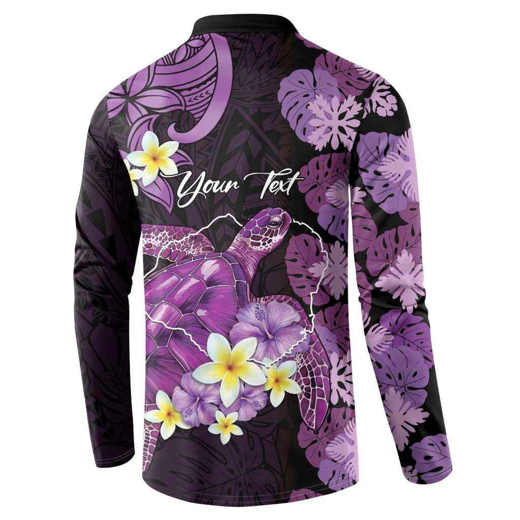 Personalised Aloha Hawaii Kauai Island Button Sweatshirt Garden Isle Map Sea Turtle Plumeria LT14 - Polynesian Pride