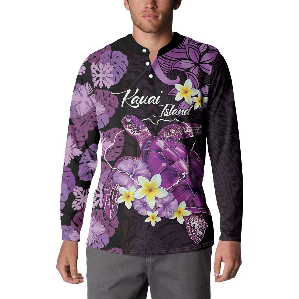 Personalised Aloha Hawaii Kauai Island Button Sweatshirt Garden Isle Map Sea Turtle Plumeria LT14 - Polynesian Pride