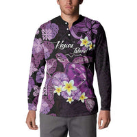 Personalised Aloha Hawaii Kauai Island Button Sweatshirt Garden Isle Map Sea Turtle Plumeria LT14 - Polynesian Pride