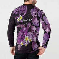 Personalised Aloha Hawaii Kauai Island Button Sweatshirt Garden Isle Map Sea Turtle Plumeria LT14 - Polynesian Pride