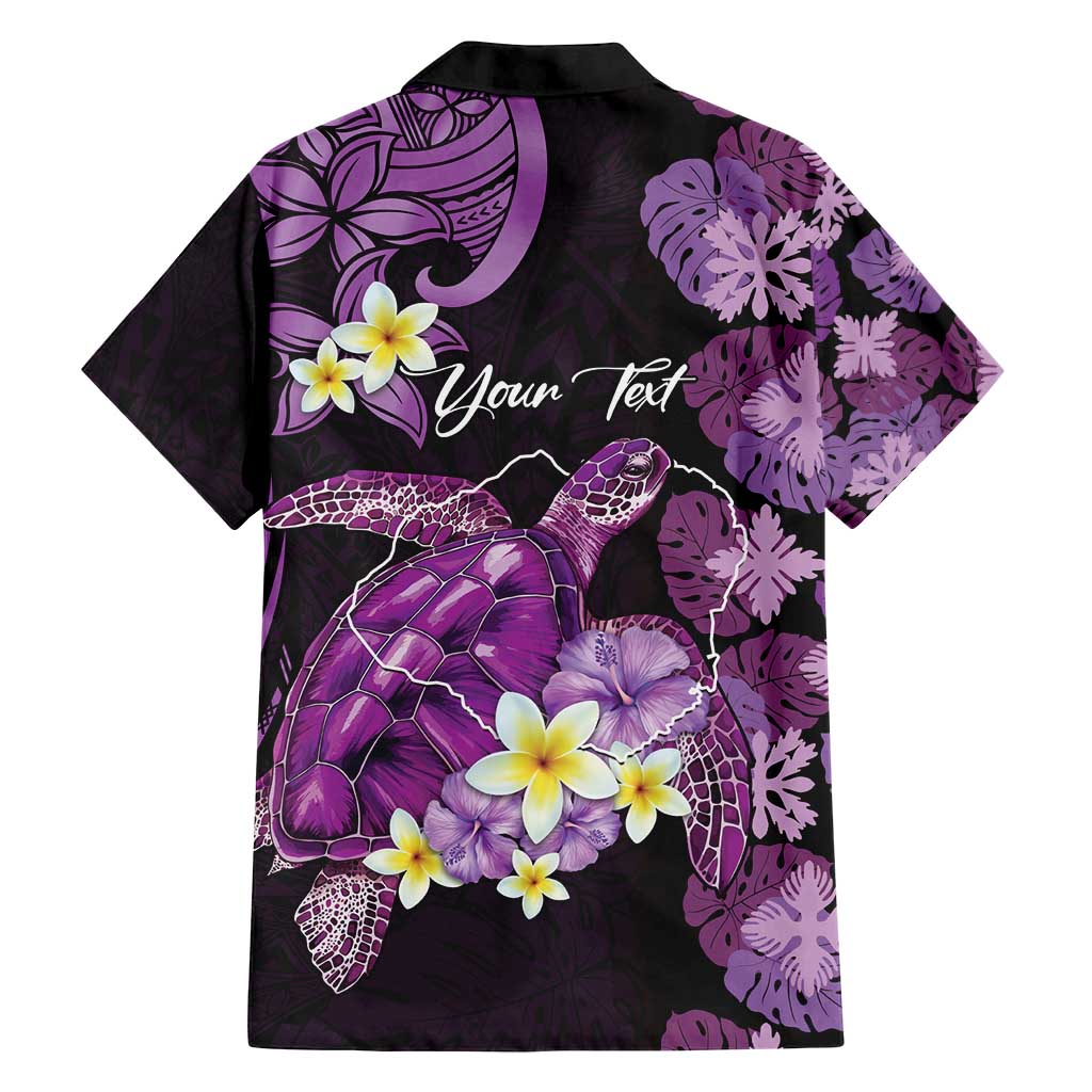 Personalised Aloha Hawaii Kauai Island Family Matching Off Shoulder Maxi Dress and Hawaiian Shirt Garden Isle Map Sea Turtle Plumeria