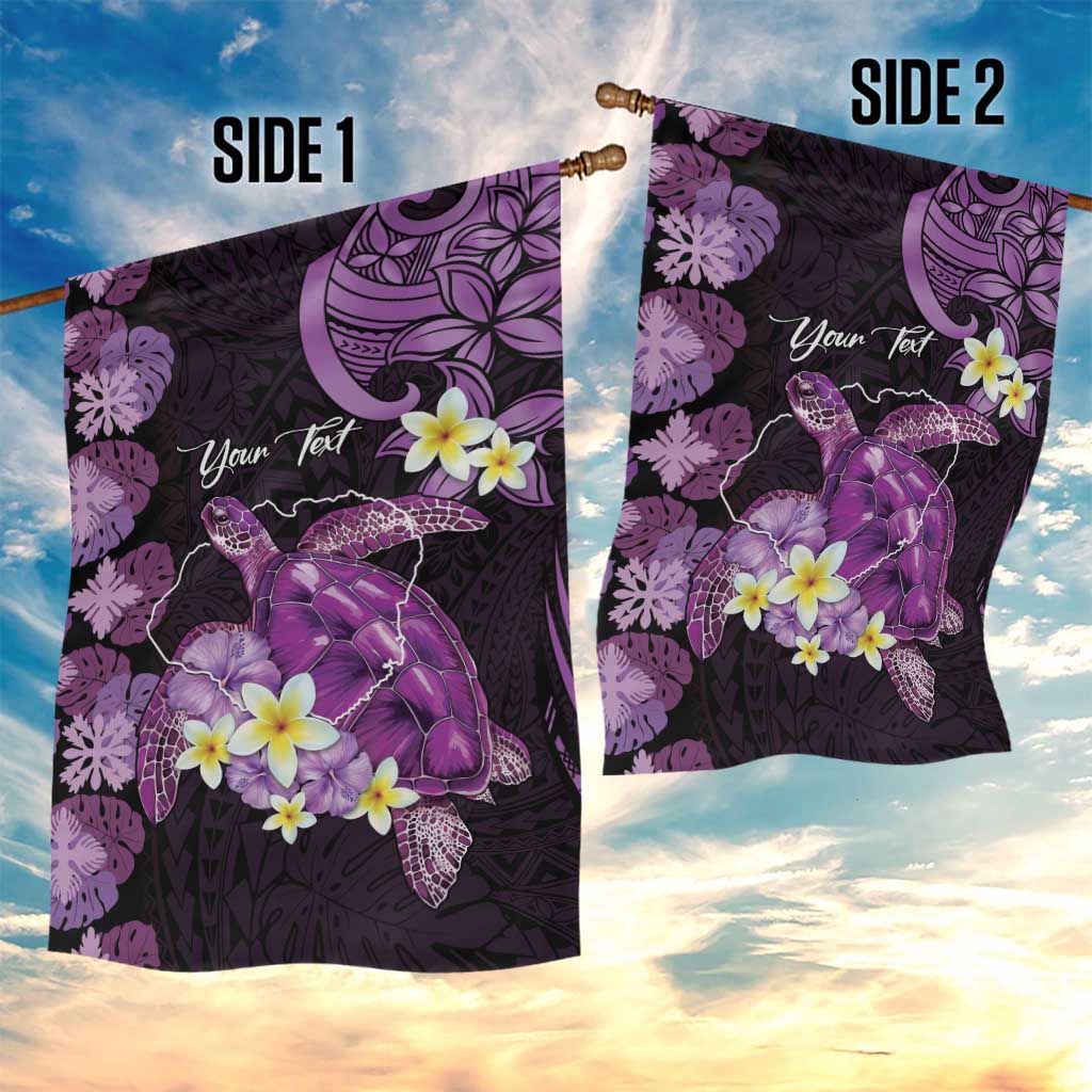 Personalised Aloha Hawaii Kauai Island Garden Flag Garden Isle Map Sea Turtle Plumeria LT14 - Polynesian Pride