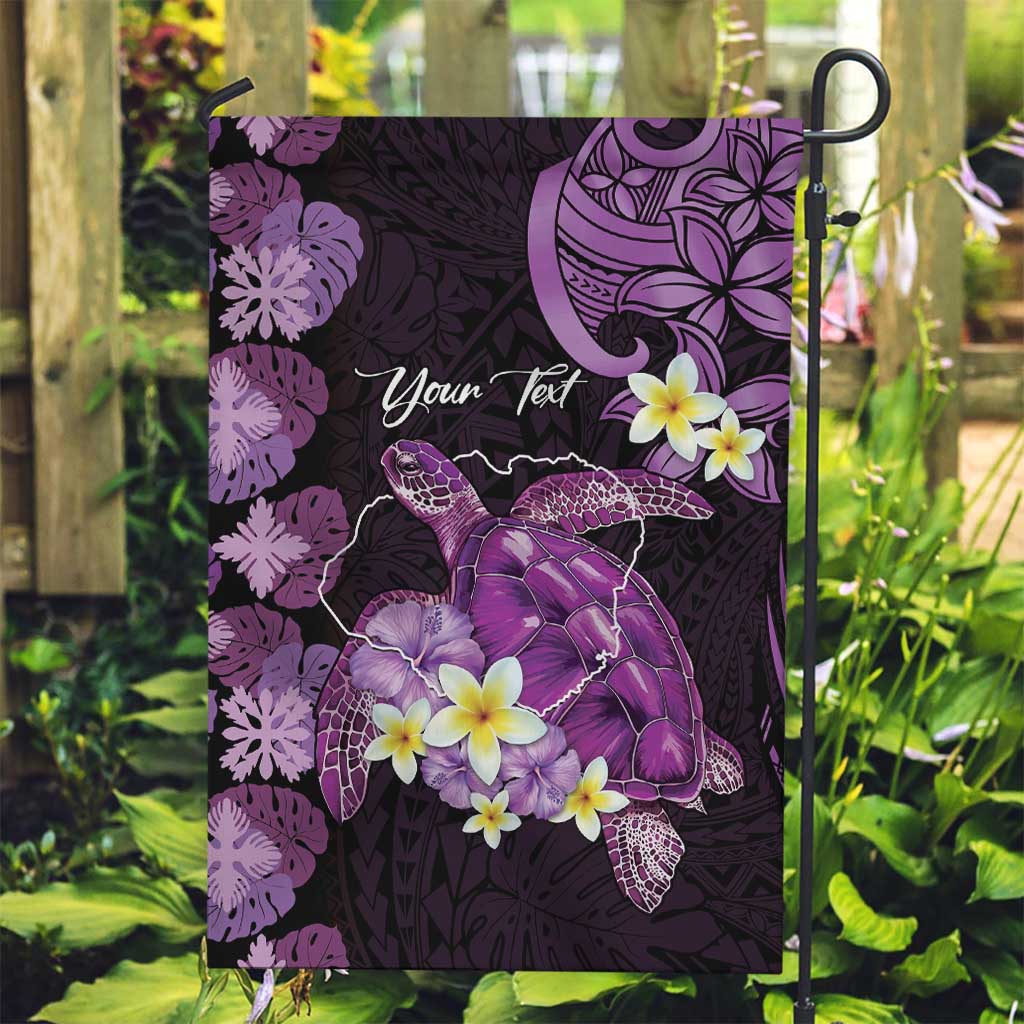 Personalised Aloha Hawaii Kauai Island Garden Flag Garden Isle Map Sea Turtle Plumeria LT14 Garden Flag Purple - Polynesian Pride