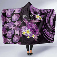 Personalised Aloha Hawaii Kauai Island Hooded Blanket Garden Isle Map Sea Turtle Plumeria LT14 One Size Purple - Polynesian Pride