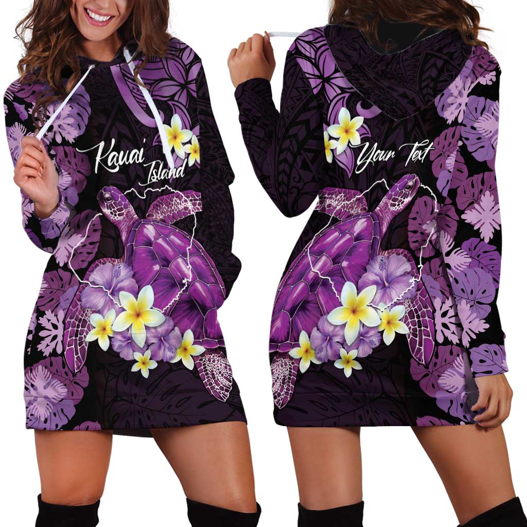 Personalised Aloha Hawaii Kauai Island Hoodie Dress Garden Isle Map Sea Turtle Plumeria