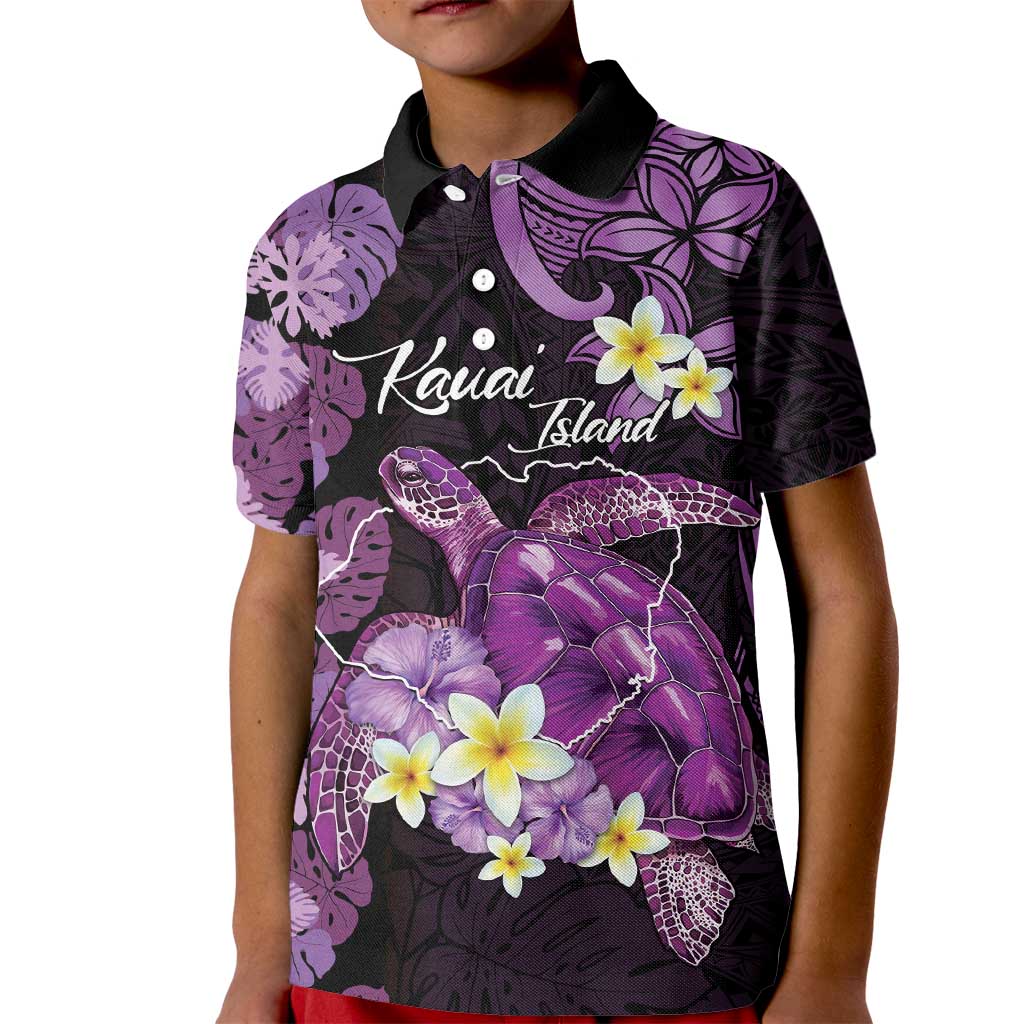 Personalised Aloha Hawaii Kauai Island Kid Polo Shirt Garden Isle Map Sea Turtle Plumeria