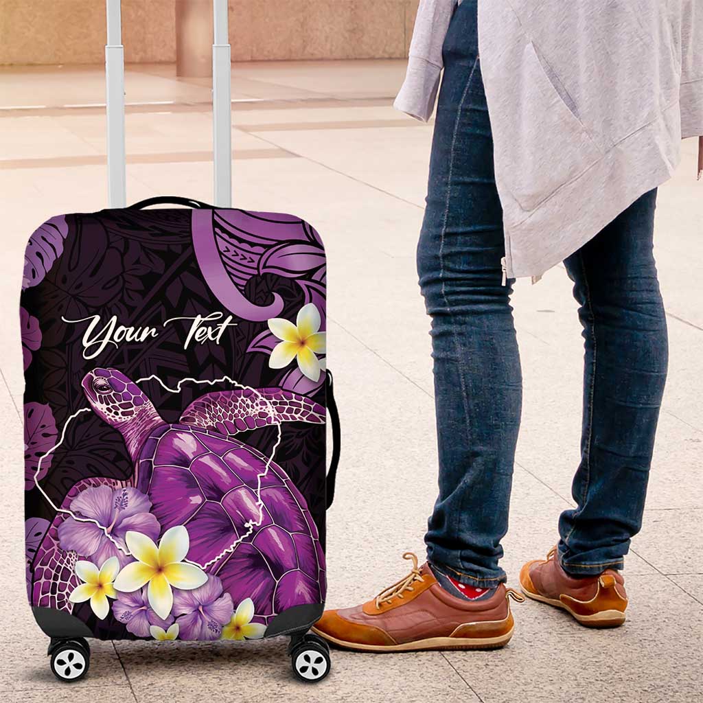 Personalised Aloha Hawaii Kauai Island Luggage Cover Garden Isle Map Sea Turtle Plumeria