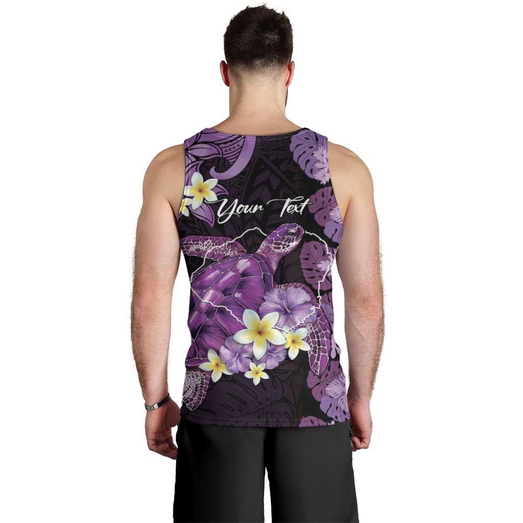 Personalised Aloha Hawaii Kauai Island Men Tank Top Garden Isle Map Sea Turtle Plumeria LT14 - Polynesian Pride