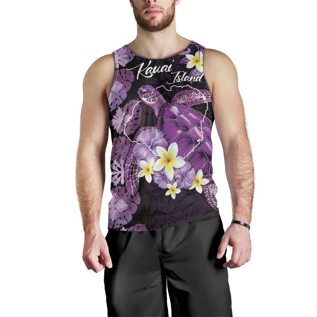 Personalised Aloha Hawaii Kauai Island Men Tank Top Garden Isle Map Sea Turtle Plumeria LT14 - Polynesian Pride