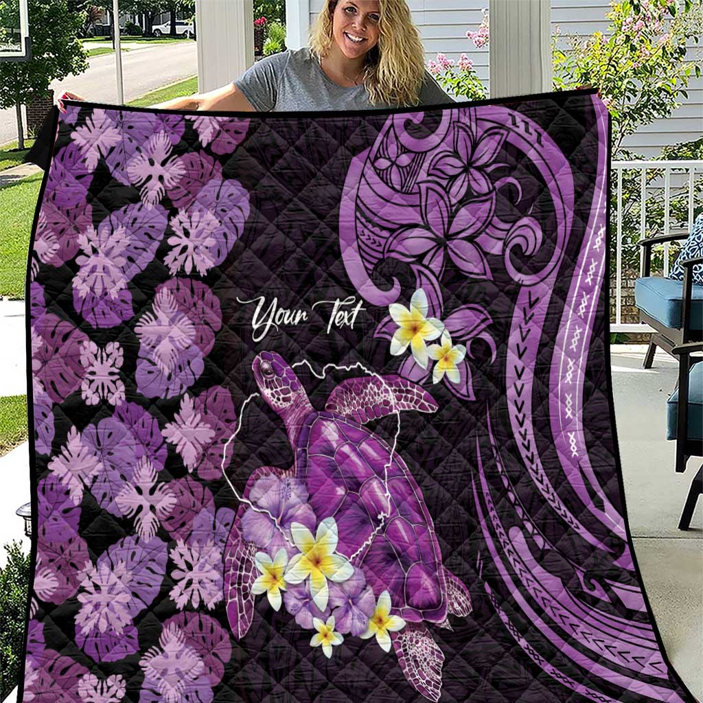 Personalised Aloha Hawaii Kauai Island Quilt Garden Isle Map Sea Turtle Plumeria