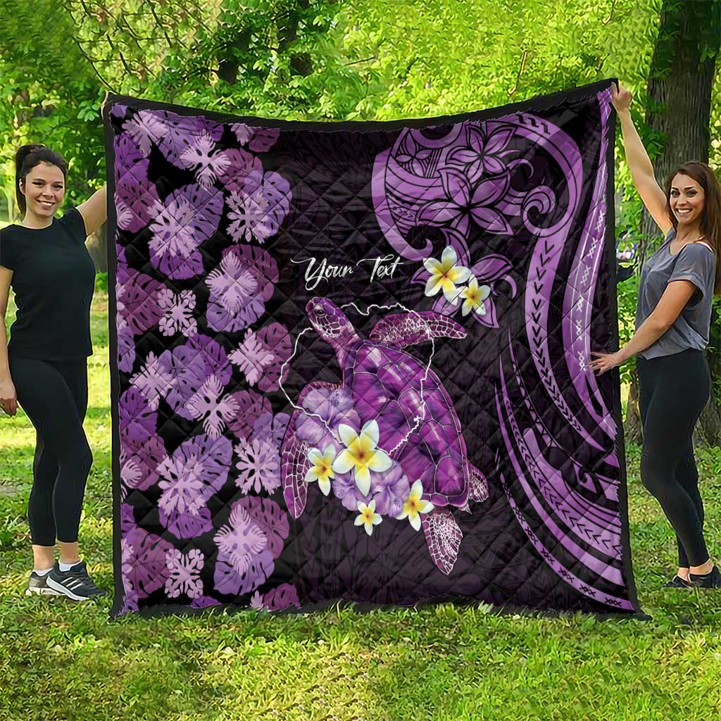 Personalised Aloha Hawaii Kauai Island Quilt Garden Isle Map Sea Turtle Plumeria