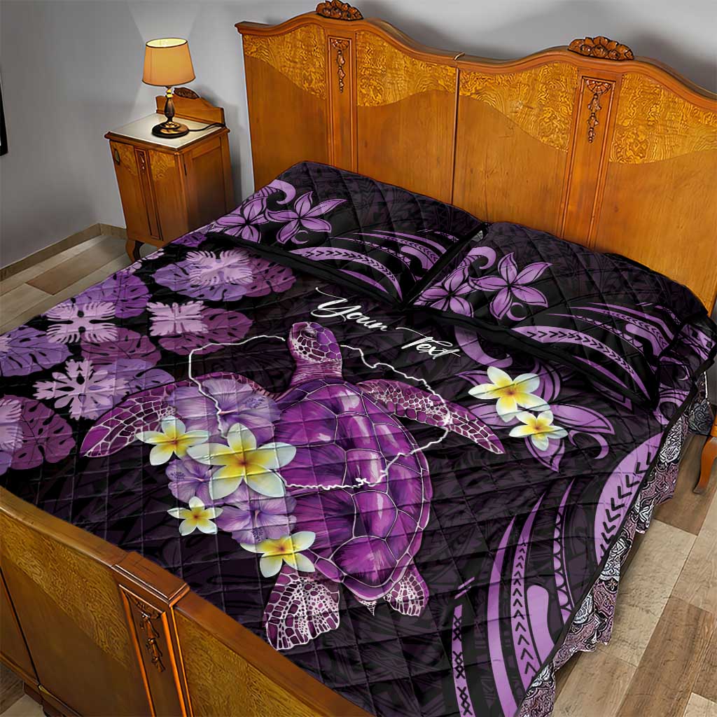 Personalised Aloha Hawaii Kauai Island Quilt Bed Set Garden Isle Map Sea Turtle Plumeria