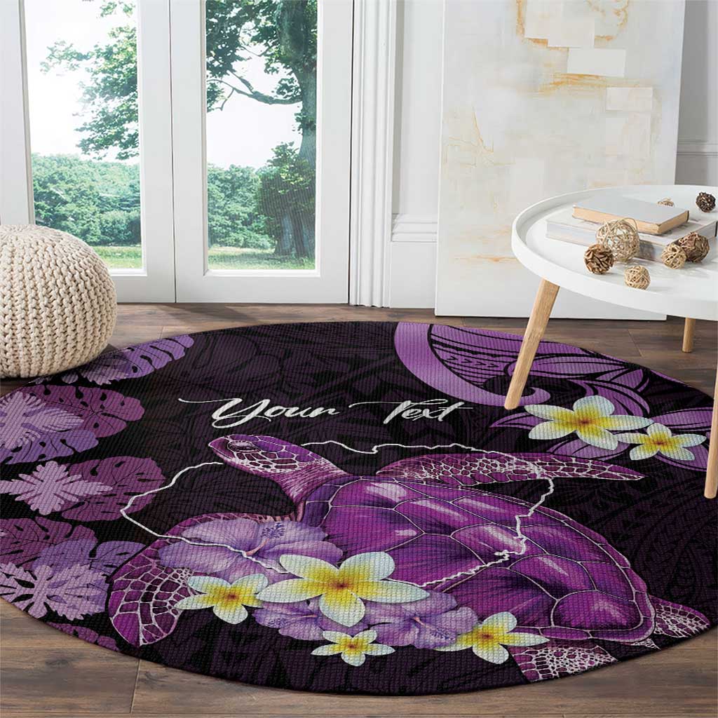 Personalised Aloha Hawaii Kauai Island Round Carpet Garden Isle Map Sea Turtle Plumeria