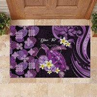 Personalised Aloha Hawaii Kauai Island Rubber Doormat Garden Isle Map Sea Turtle Plumeria LT14 Purple - Polynesian Pride
