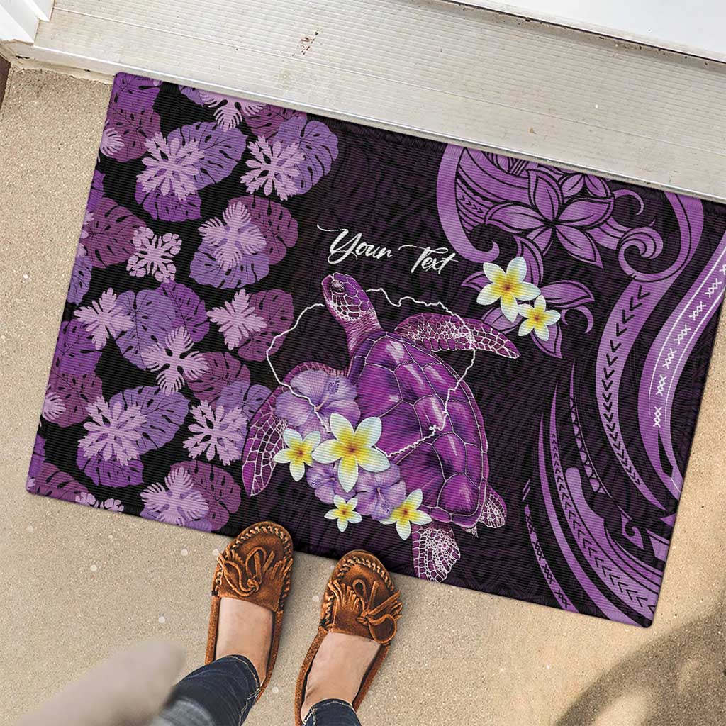 Personalised Aloha Hawaii Kauai Island Rubber Doormat Garden Isle Map Sea Turtle Plumeria LT14 - Polynesian Pride