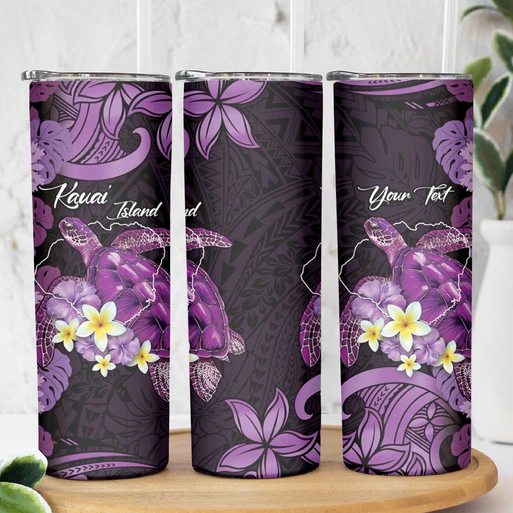 Personalised Aloha Hawaii Kauai Island Skinny Tumbler Garden Isle Map Sea Turtle Plumeria