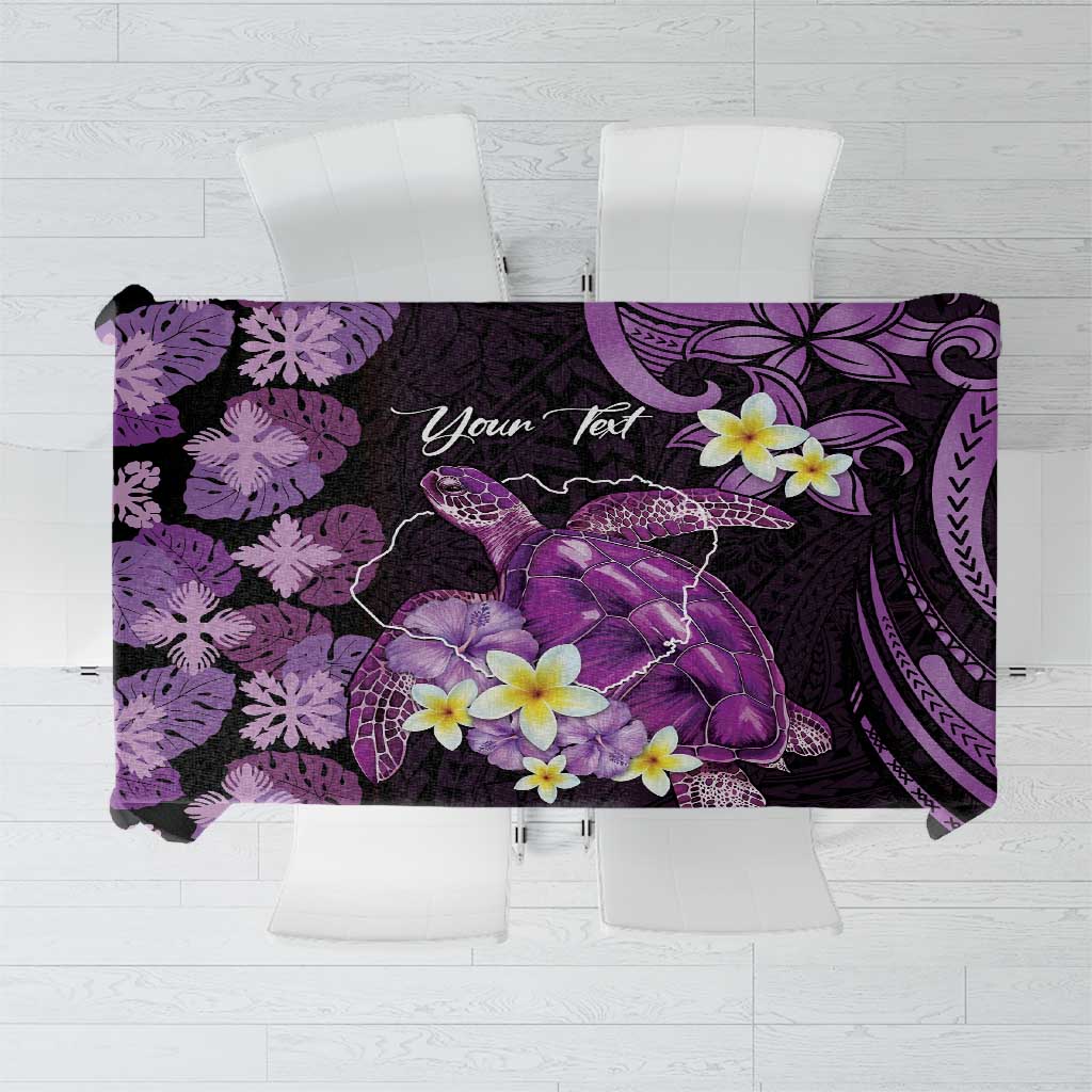Personalised Aloha Hawaii Kauai Island Tablecloth Garden Isle Map Sea Turtle Plumeria LT14 Purple - Polynesian Pride