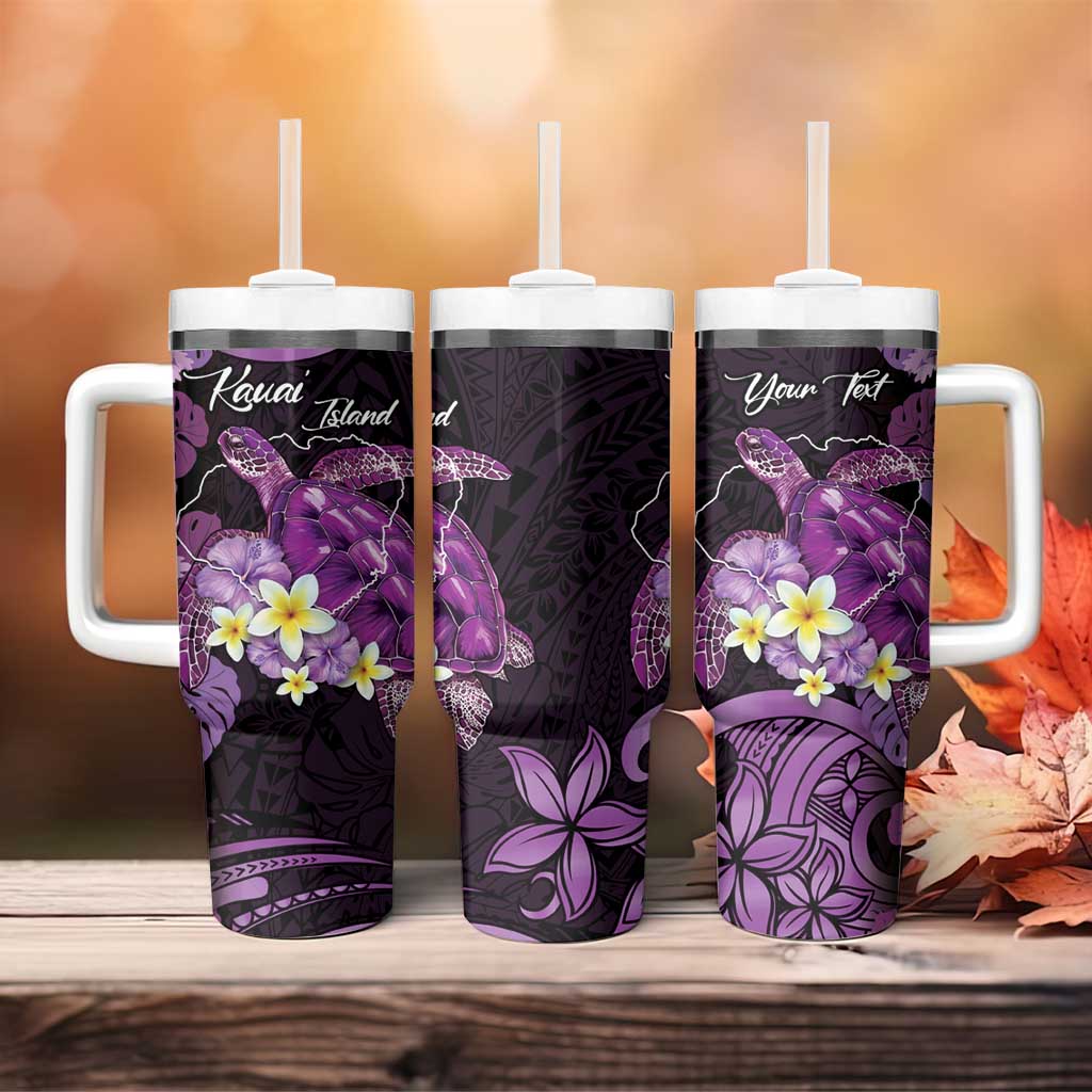 Personalised Aloha Hawaii Kauai Island Tumbler With Handle Garden Isle Map Sea Turtle Plumeria LT14 - Polynesian Pride