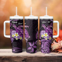 Personalised Aloha Hawaii Kauai Island Tumbler With Handle Garden Isle Map Sea Turtle Plumeria LT14 - Polynesian Pride
