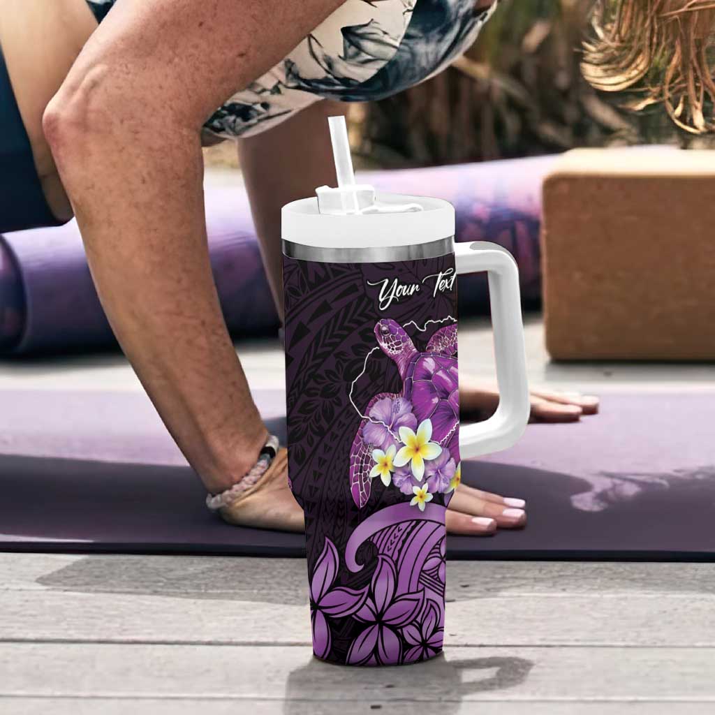Personalised Aloha Hawaii Kauai Island Tumbler With Handle Garden Isle Map Sea Turtle Plumeria LT14 - Polynesian Pride